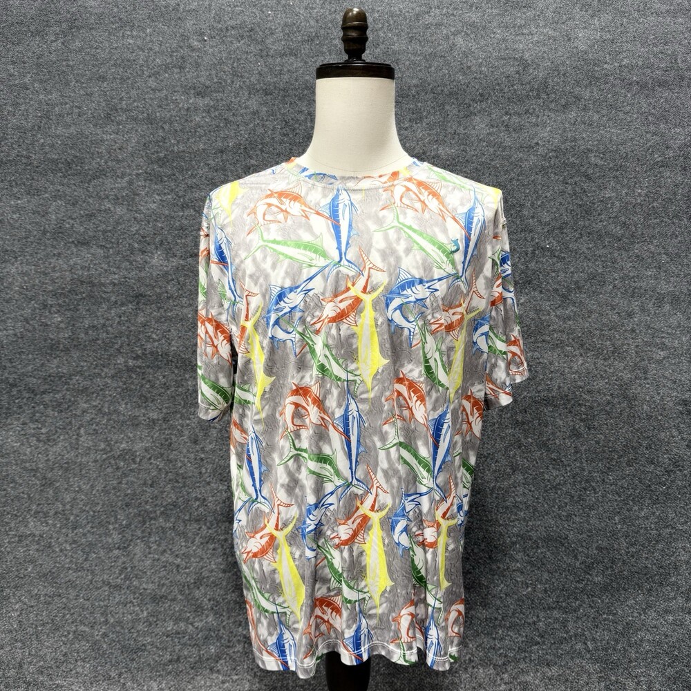 Reel Legends Men’s XL Fishing Shirt Marlin Swordfish All Over Print Reel-Tec